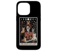 The Crazy Cat Lady Cat Carte de Tarot Squelette Motif Lune sorcière Coque pour iPhone 14 Pro Max