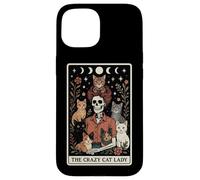 The Crazy Cat Lady Cat Carte de Tarot Squelette Motif Lune sorcière Coque pour iPhone 15