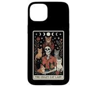 The Crazy Cat Lady Cat Carte de Tarot Squelette Motif Lune sorcière Coque pour iPhone 15 Plus