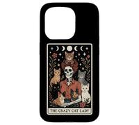 The Crazy Cat Lady Cat Carte de Tarot Squelette Motif Lune sorcière Coque pour iPhone 15 Pro