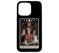 The Crazy Cat Lady Cat Carte de Tarot Squelette Motif Lune sorcière Coque pour iPhone 15 Pro Max