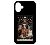 The Crazy Cat Lady Cat Carte de Tarot Squelette Motif Lune sorcière Coque pour iPhone 16 Plus
