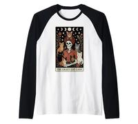 The Crazy Cat Lady Cat Carte de Tarot Squelette Motif Lune sorcière Manche Raglan