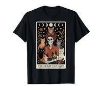 The Crazy Cat Lady Cat Carte de Tarot Squelette Motif Lune sorcière T-Shirt