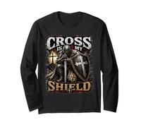 The Cross is My Shield Christian Warrior Design Armor of God Manche Longue