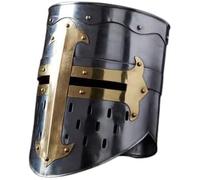 The Crusader - Casque médiéval de chevalier templier en acier - Croix dorée - Doublure pré-ajustée - Cadeau de cosplay