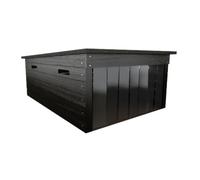 The Cube - Abri de jardin de taille moyenne pour tondeuse robotique, 94 x 66 x 45,7 cm, garage résistant aux intempéries avec rideaux amovibles pour Husqvarna Automower, Gardena et plus encore (noir)