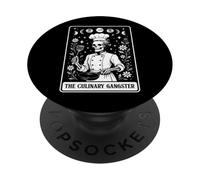 The Culinary Gangster Chef Cook Cooking Carte de Tarot Squelette PopSockets PopGrip Adhésif