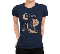 The Cure Cat Moon Lover 90's T-shirt pour femme, Bleu marine, M
