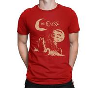 The Cure Cat Moon Lover 90's T-shirt pour homme, rouge, XXL
