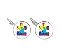 The cure for Autism is Unconditionnditional love Boucles d'oreilles en verre pour femme Inscription en anglais « The cure for Autism is Unconditionnditional love », nan