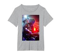 The Cure Robert Smith Live par Andy Willsher T-Shirt, Femme Grandes Tailles, Gris Chiné, 2X
