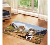 The Cute Cat in The Sunflower Field Tapis d'alimentation pour chien et chat en cuir absorbant la nourriture pour gamelle d'eau Imperméable sans taches Séchage rapide Antidérapant 60 x 40 cm
