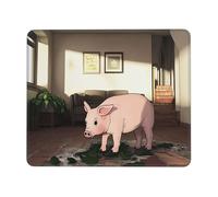 The Cute Little Pig in the Apartment Tapis de souris - Base en caoutchouc antidérapant - Tapis de bureau pour jeu vidéo - Impression complète - Pour PC, ordinateur portable, bureau, maison
