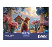 The Cute Orange Cat Sits on The Windowsill 1000 Pièces Carton Extra-épais Puzzle De Qualité Supérieure Kitten Extrêmement Difficile Défi Unique Puzzles Cadeaux Pour La Famille Et Les Amis 70x50cm/1000