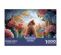 The Cute Orange Cat Sits on The Windowsill 1000 Pièces Carton Extra-épais Puzzle De Qualité Supérieure Kitten Extrêmement Difficile Défi Unique Puzzles pour La Décoration Intérieure 38x26cm/1000pcs