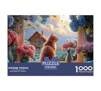 The Cute Orange Cat Sits on The Windowsill 1000 Pièces Carton Premium Coffret De Puzzles Kitten Extrêmement Difficile Jouet d'anniversaire Puzzles pour La Décoration Intérieure 38x26cm/1000pcs