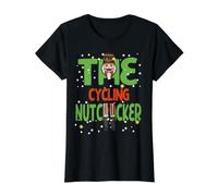 The Cycling Nutcracker Pyjama de Noël Amusant T-Shirt Graphique avec Valeur, Femme, Noir, S