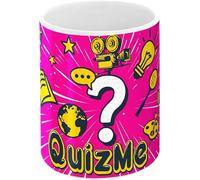 The Daily Tag Mug Connecté NFC QuizMe, Céramique Blanc, 325 ml, Quiz Culture Générale, Sans Application, Interactif, Idée Cadeau Ludique