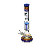 The Dark Diamond Bong à eau en verre avec 8 bras Percolateur droit Hauteur 30 cm et joint 18,8 mm avec pince à glace 3 dents Épaisseur 5 mm (Bleu)