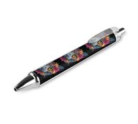 The Day of Dead Skull Cat Stylo à bille rétractable avec corps rond et pointe fine 0,5 mm