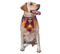 The Day Of The Dead Sugar Skull-Flower Printed Graphic Pet Triangle Scarf for Dogs & Cats Adjustable Cute Pet Bandana for & Photo Shoots