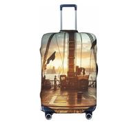 The Deck of A Pirate Ship Housse de protection élastique pour valise de voyage Motif imprimé anti-rayures, Noir , S