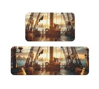 The Deck of A Pirate Ship Lot de 2 tapis de cuisine antidérapants en bois pour la maison et le bureau