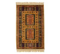 THE DECO FACTORY Maya - Tapis en Viscose Effet Vieilli Motifs Ethniques Marron 125x68