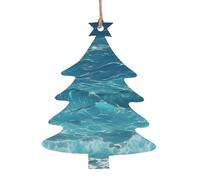 The Deep Blue Sea Lot de 2 décorations en bois en forme de sapin de Noël, pendentifs décoratifs à suspendre, design vintage pour les vacances