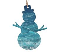 The Deep Blue Sea Lot de 4 décorations en bois en forme de bonhomme de neige - Pendentifs décoratifs à suspendre - Design vintage pour les vacances