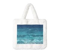 The Deep Blue Sea Sac à main en peluche - Parfait pour l'automne et l'hiver, idéal comme pochette à monnaie, cadeau idéal pour Noël et la Saint-Valentin, blanc, taille unique