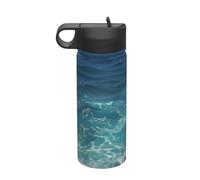 The Deep Ocean Bouteille d'eau isotherme en acier inoxydable avec paille pour le camping, le fitness, la randonnée, 532 ml