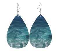 The Deep Ocean Print Pendants d'oreilles pour femme - Bijoux légers en forme de larme, accessoire de fête, créoles tendance
