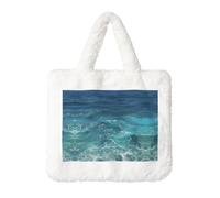 The Deep Ocean Sac à main en peluche - Parfait pour l'automne et l'hiver - Idéal comme pochette à monnaie - Cadeau idéal pour Noël et la Saint-Valentin - Blanc, taille unique