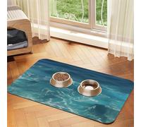 The Deep Ocean Tapis d'alimentation en similicuir absorbant l'eau pour animal domestique 30 x 45 cm antidérapant durable pour gamelles de chat et chien