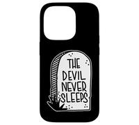 The Devil Never Sleeps Tombstone Coque pour iPhone 14 Pro