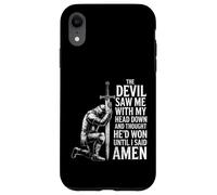 The Devil Saw Me Thought He'd Won Christian Religious Saying Coque pour iPhone XR