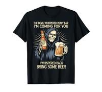 The Devil Whispered in My Ear Grim Reaper Beer Dark Humour T-Shirt