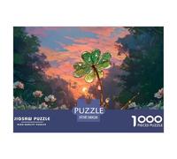 The Dew on The Four-Leaf Clover is Shining 1000 Pièces Carton Extra-épais Lot de Puzzles Glistening Clover Stimulant Et Éducatif Défi Unique Puzzles pour Adultes Et Enfants 38x26cm/1000pcs