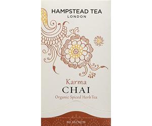 Thé d'herbe épicé de Karma Chai de Hampstead Tea London / infusion organique Karma Chai avec des herbes et des épices - 1 x 20 sachets (40 grammes)
