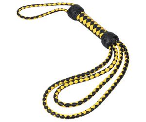 The Disciplinarian™ - Fouet BDSM à double boucle en cuir noir et jaune