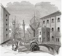 The Docks at Hull Kingston upon Hull East Riding of Yorkshire England seen here in the 19th century. From The History of Progress in Great Britain publié 1866. Poster imprimé par Ken Welsh (15 x 14)