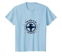 The Dog is My Co-Pilot Compagnon de Voyage avec Empreintes de Pattes T-Shirt, Enfant, Bleu Céleste, 2 Ans