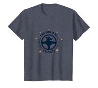 The Dog is My Co-Pilot Compagnon de Voyage avec Empreintes de Pattes T-Shirt, Enfant, Bleu Chiné, 2 Ans