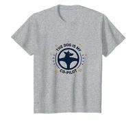 The Dog is My Co-Pilot Compagnon de Voyage avec Empreintes de Pattes T-Shirt, Enfant, Gris Chiné, 2 Ans