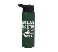 The Dog Sitter Is Here Funny Dog Sitting Stainless Steel Insulated Water Bottle