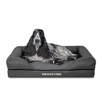 The Dog's Bed Panier orthopédique imperméable en Mousse à mémoire de Forme pour Chien, Bordure Grise et Noire, soulage l'arthrite et la dysplasie de la Hanche, thérapeutique & Soutien, Housse Lavable