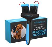 The Doodle Brush Brosse Lissante Double Tête pour Chiens Slicker | Démêle les Nœuds, Longues Épingles, Tête Flexible, Manche Ergonomique, Pour Doodles, Toilettage Quotidien