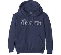 The Doors Sweat à Capuche Classic Band Logo Nue Officiel Unisexe Bleu Marine, Bleu Marine, L